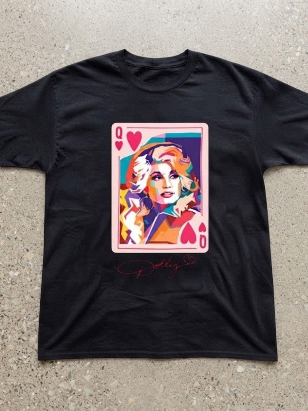 Dolly Parton Queen of Hearts Black Graphic Gildan T-Shirt